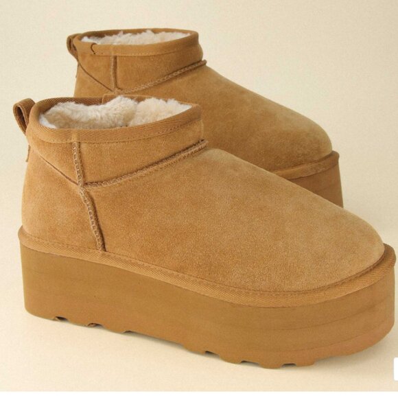 NEW CUSHIONAIRE Suede Hippy Platform Lined Booties Chestnut for women 1025 4m2 - Picture 6 of 8